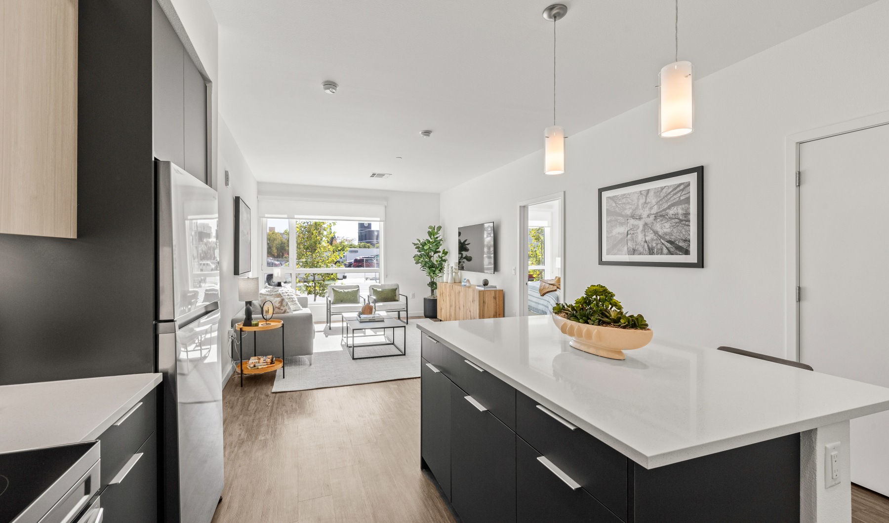 Newly built kitchen with lights 